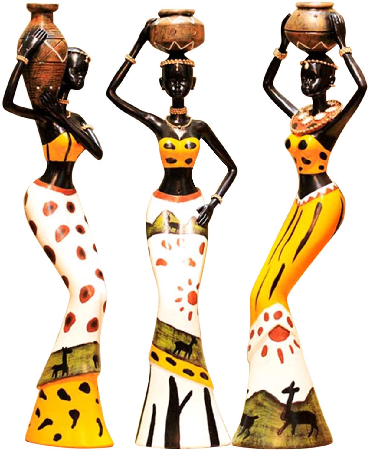 Set van 3 Afrikaanse Vrouwen Beeldjes voor Decoratie