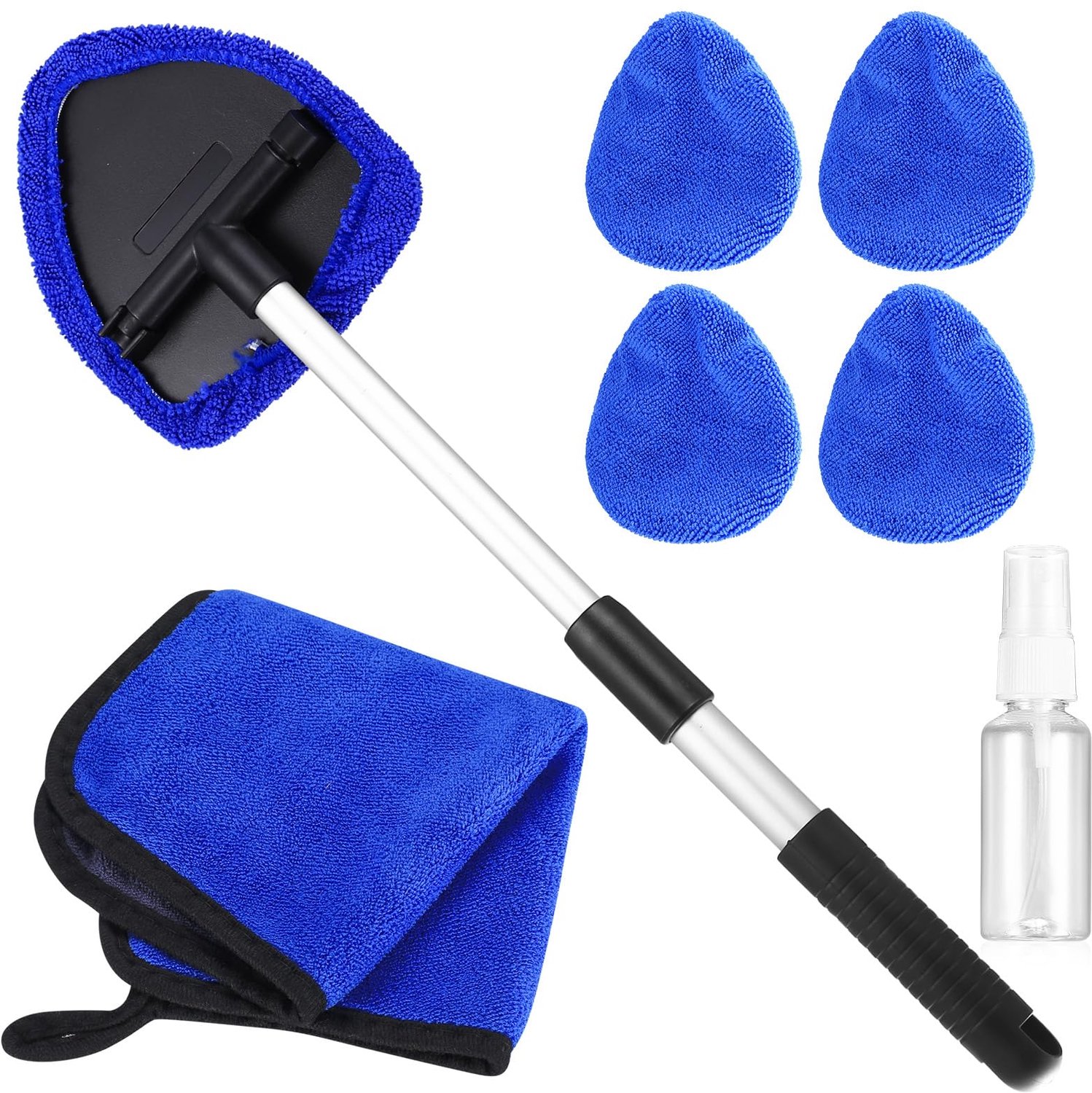 Auto Raamreiniger Set - 180° Draaibaar met Microvezel Pads