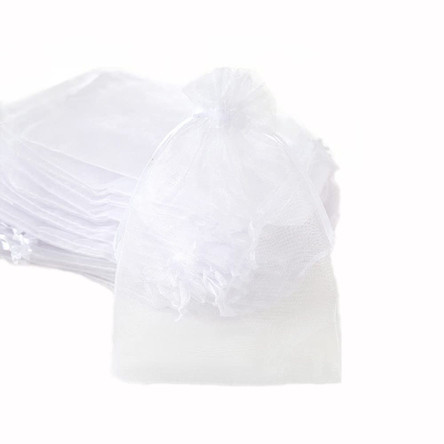 Organza Zakjes 50 Stuks - Geschenktas - Trekkoord - Snoepzakjes - Sieradenzakjes - 20 x 30 cm - Wit - Geschenkzakjes