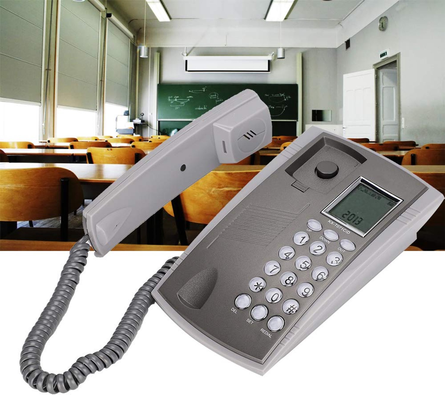 Bureautelefoon met LCD-scherm - Vaste Telefoon - Handsfree - Kantoor/Huistelefoon - Model KX-T071CID - Grijze Kleur - Vastelijntelefoon