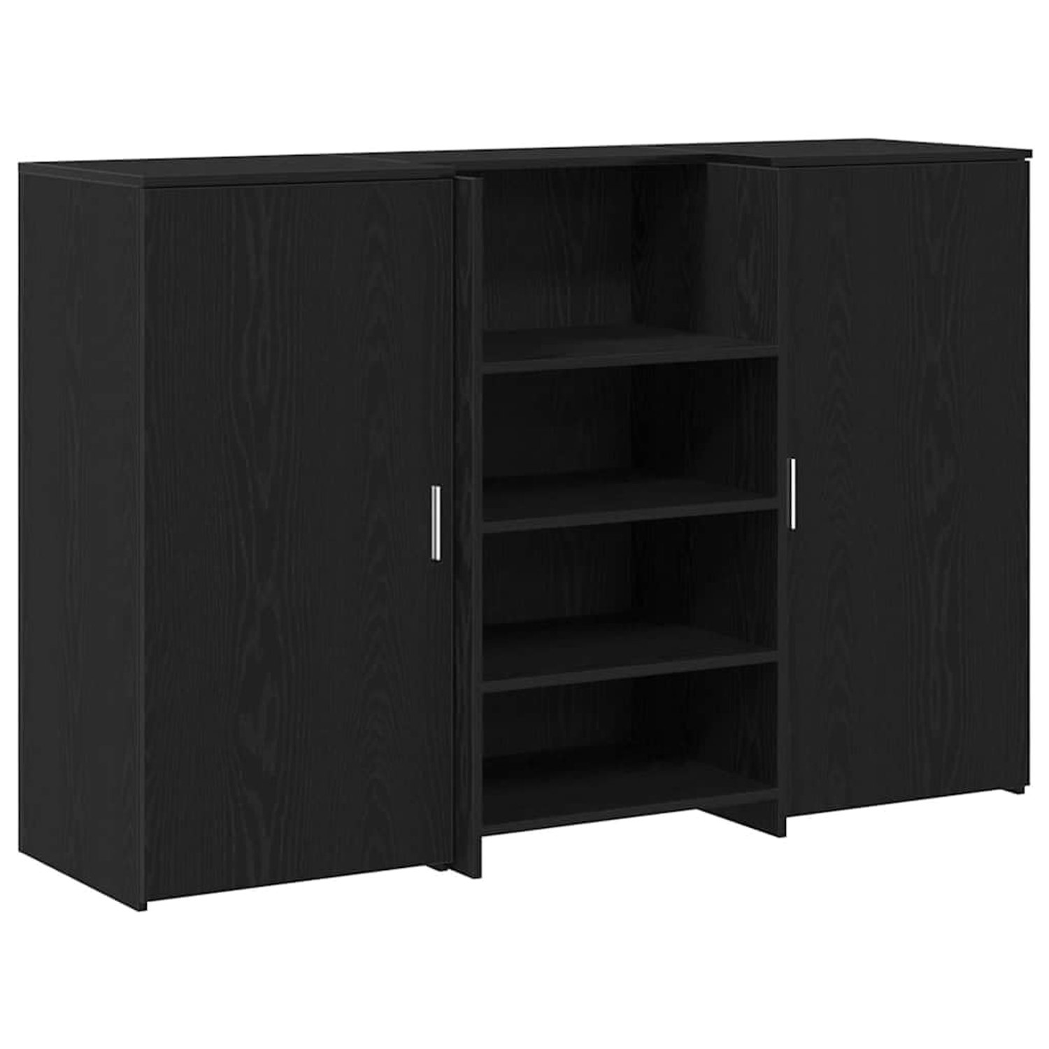 Ontvangsttafel in Zwart met Eikenlook en Veel Opbergruimte
