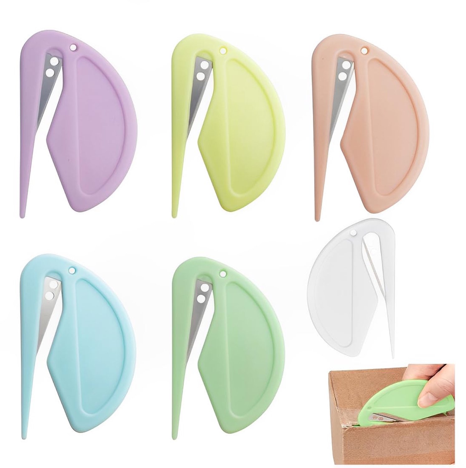 Briefopener - 6 Stuks - Metaalmes - Kunststof Slitter - Ergonomische Handgreep - Veilig en Efficiënt Gebruik - Enveloppeopener