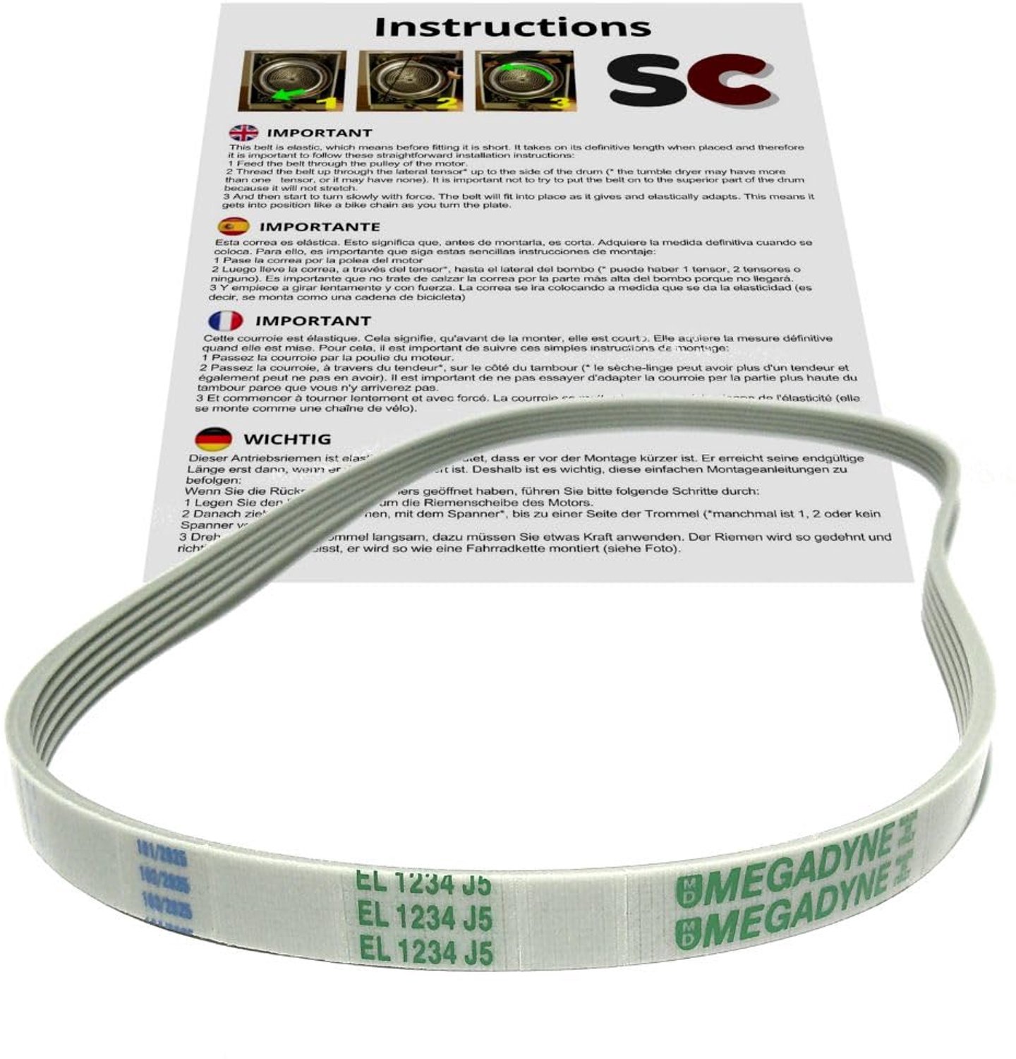 Wasmachine Riem - Universele Sleufriem - 6 x 2 x 6 cm