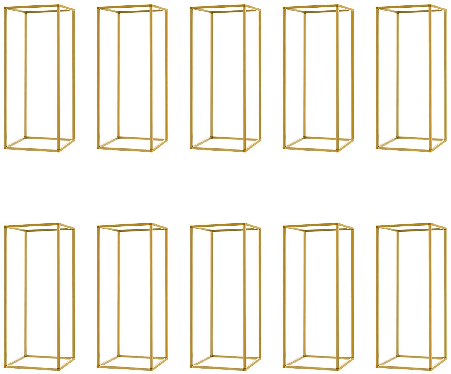 Set van 10 Gouden Bloemenstandaards - 24 x 24 x 60 cm
