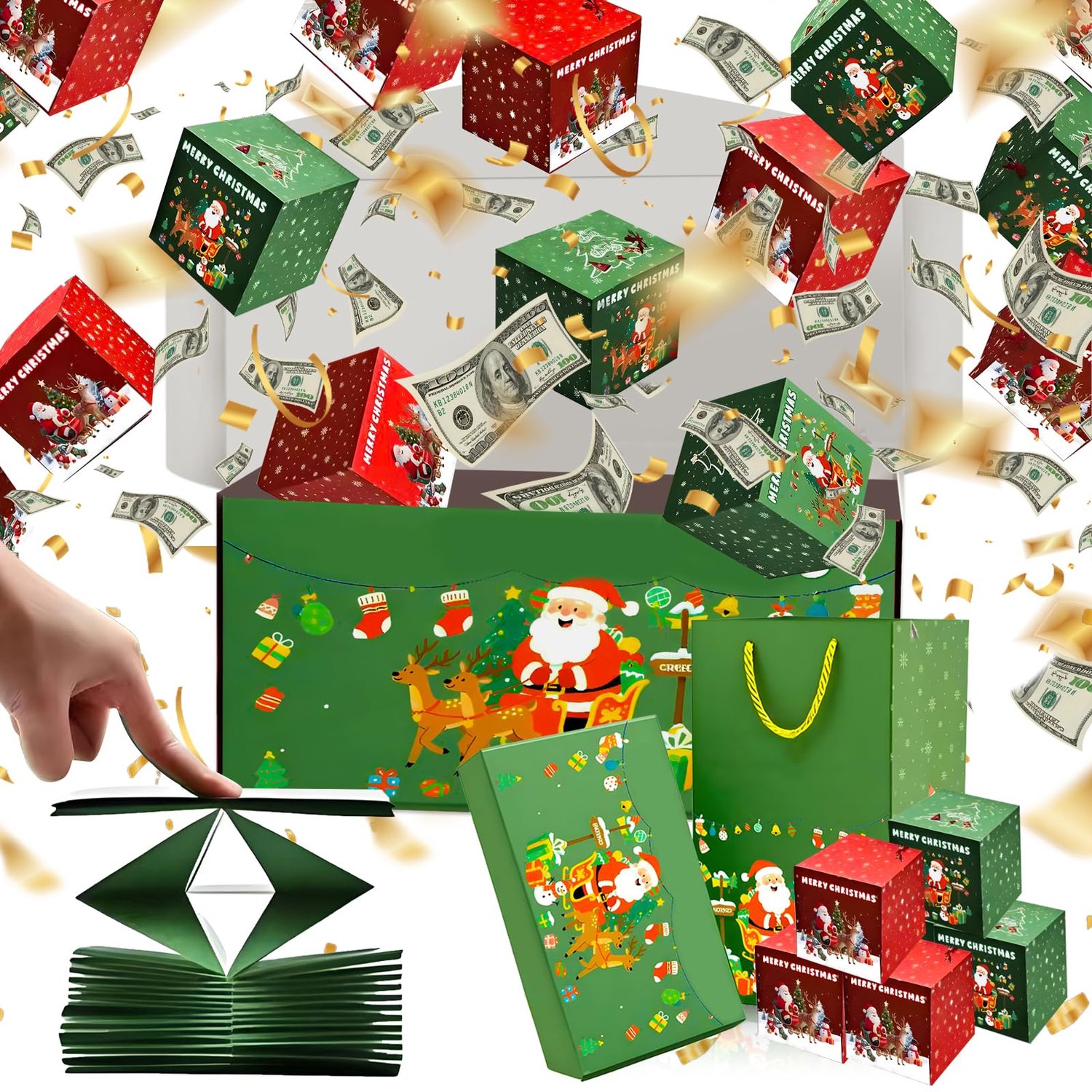 Surprise Explosion Geschenkdoos - 18 Stuks - Rood en Groen