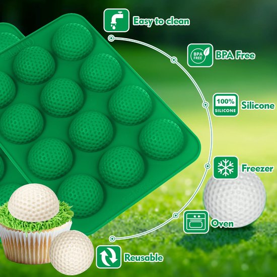 Golfbal Chocoladevorm Silicone Set van 2 — afbeelding 2