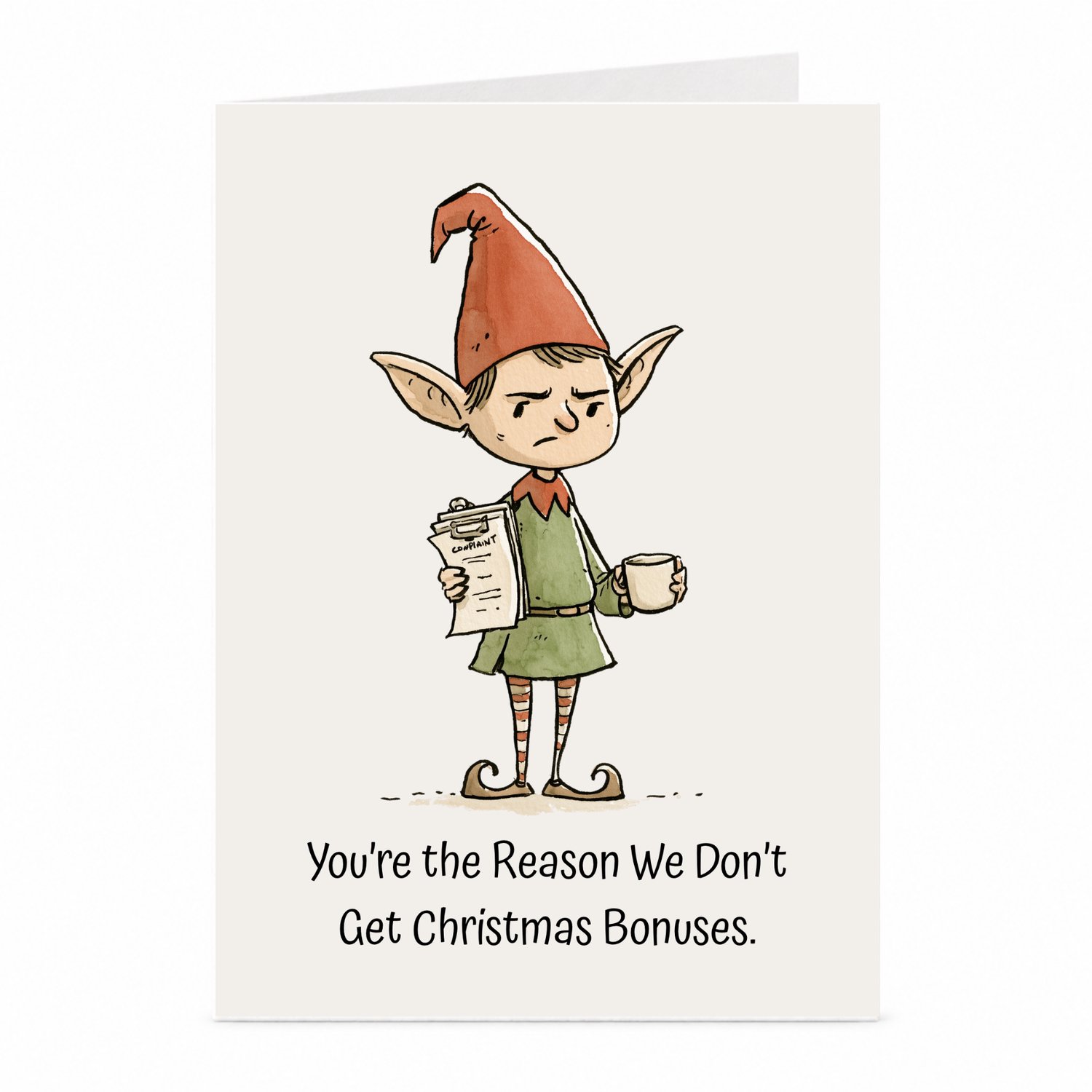 JustTheCardGuy Grappige kerstkaart - Kerstelf op kantoor - A6