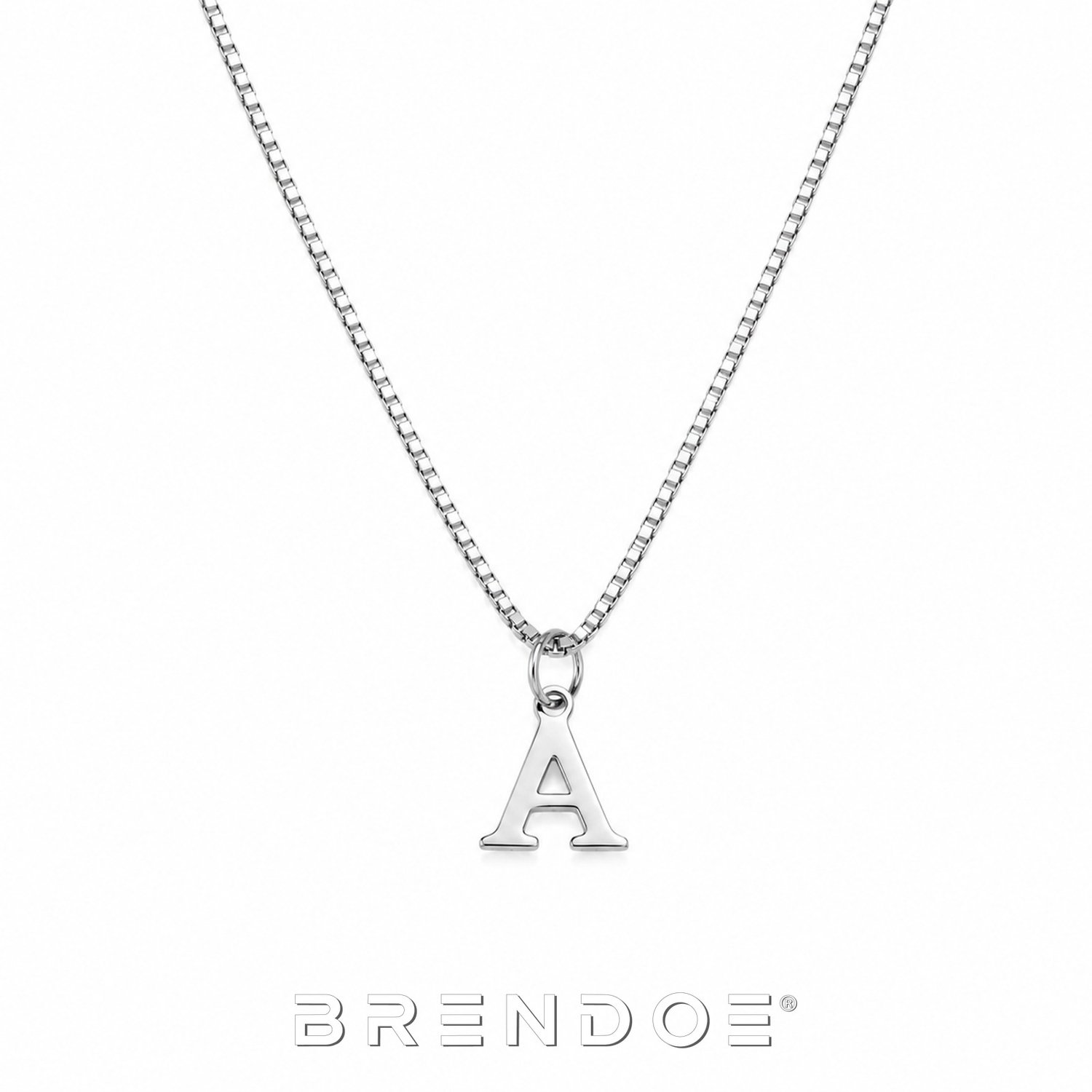 Brendoe Zilverkleurige Letterketting Dames – Letter A – Initiaal Ketting – 304 RVS – Afneembare Hanger – 39+5 cm