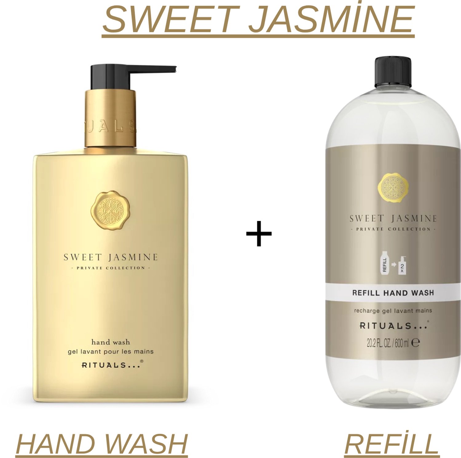 Rituals - Sweet Jasmine - Hand Wash 300 ml New Design + Refill Hand Wash 600 ml - Handzeep - Navulling Handzeep