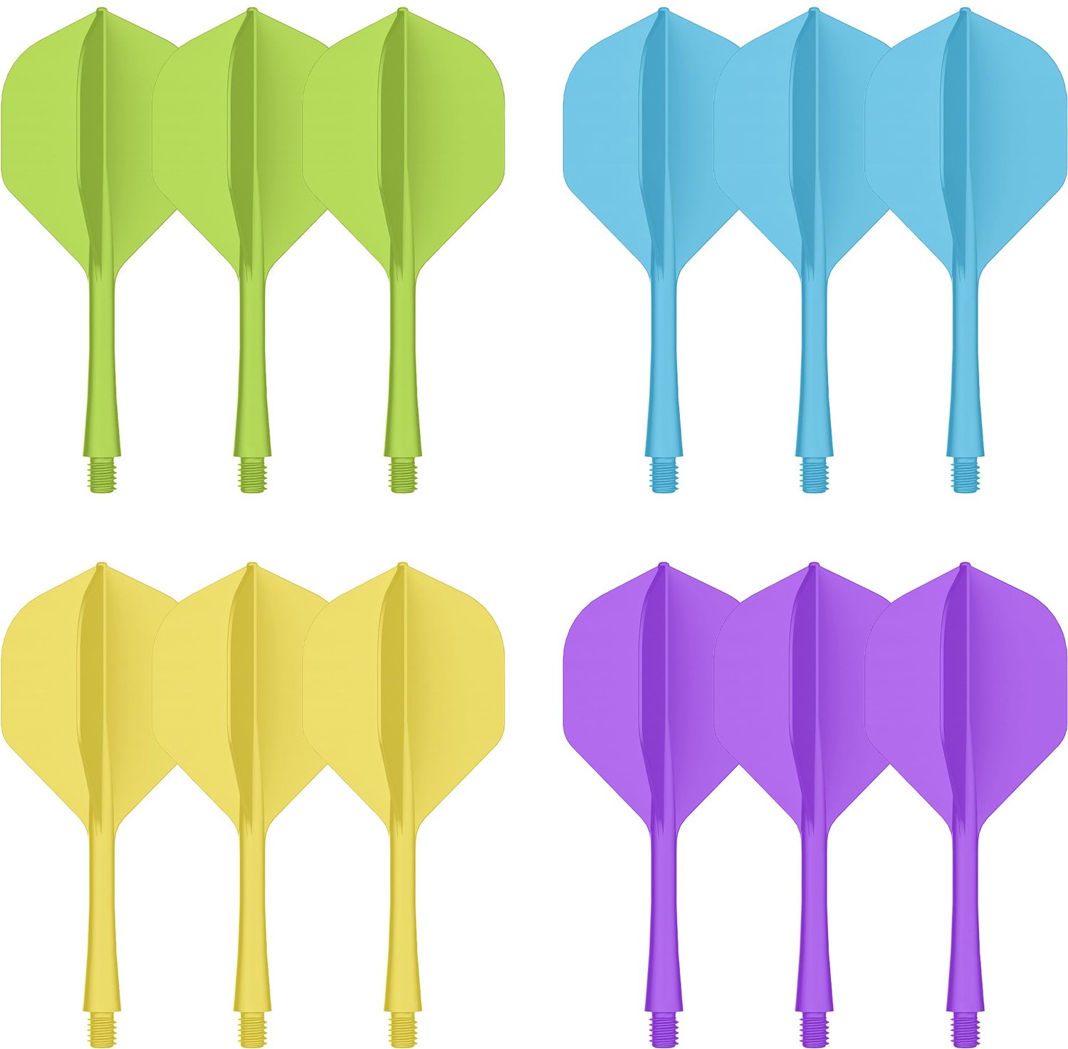 Dart Flights en Schachten Set - 12 stuks in 4 Kleuren