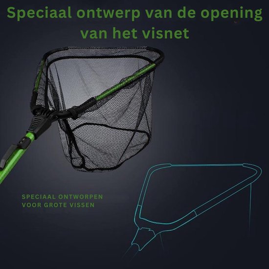 Br@ndless Schepnet Vissen - Landingsnet Vijver - Karper Zeevisnet - Roofvisnet-Zwart — afbeelding 5