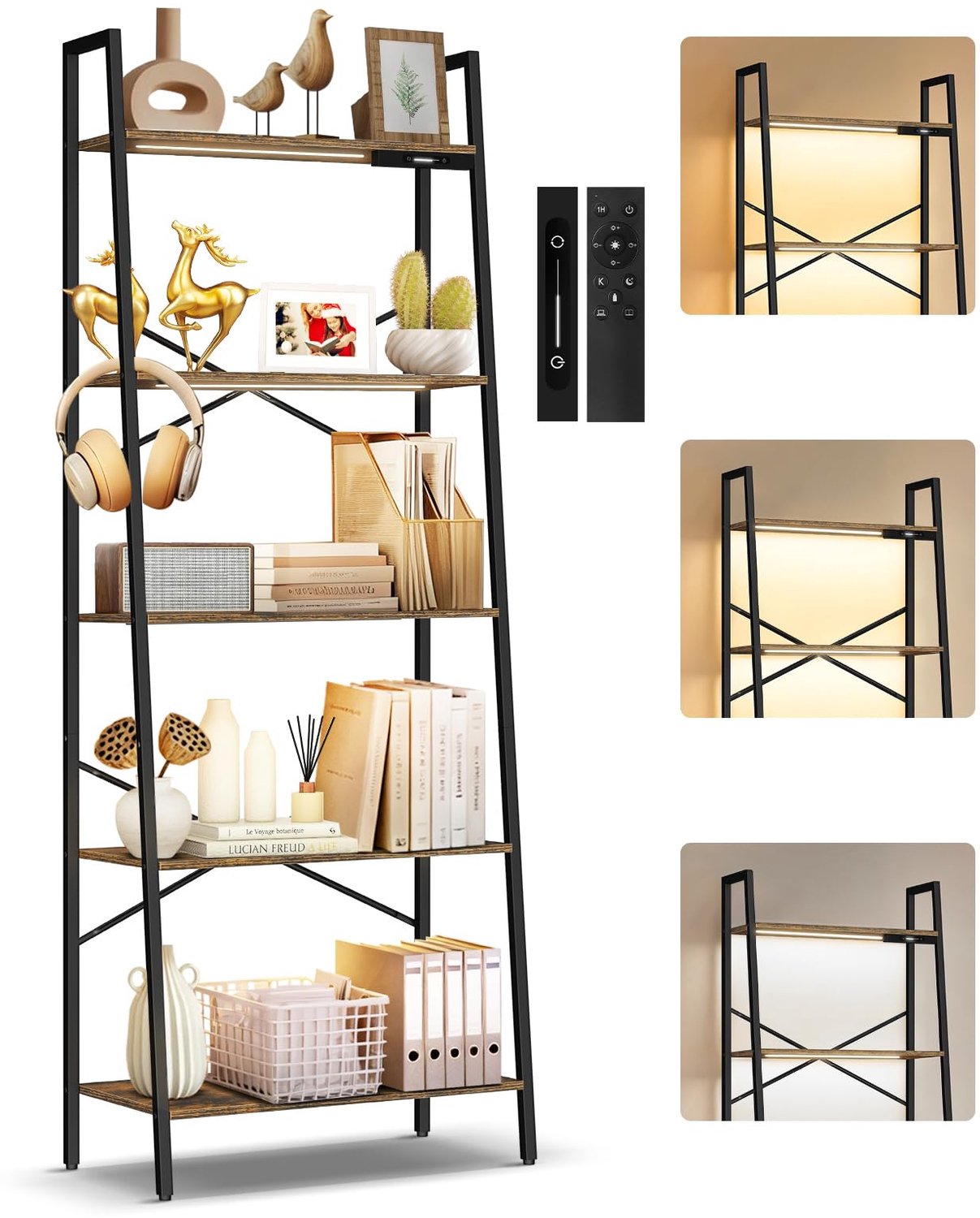 5-Tier Ladder Rek met LED Verlichting voor Woonkamer
