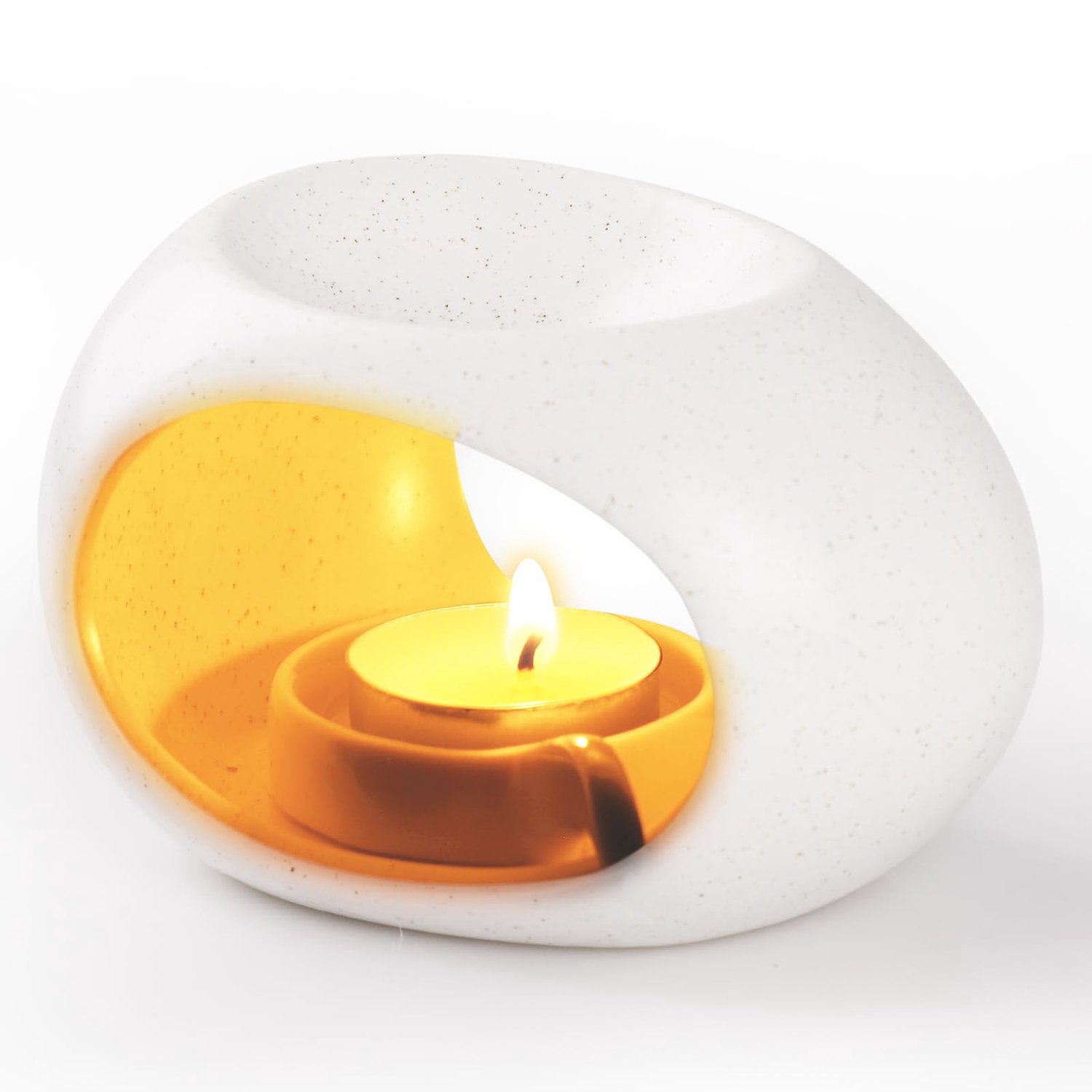 Aromatherapie oliebrander - Keramisch met theelicht - Wit