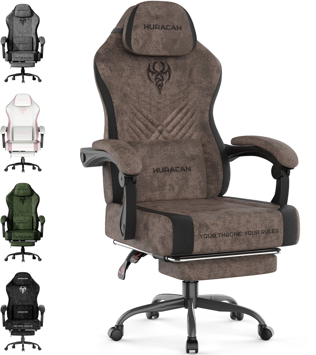 Soontrans Gamingstoel Bruin - Ergonomische Bureaustoel en PC Stoel - Verstelbare Rugleuning 90°-135° - Hoofdsteun - Lendenkussen - Uitschuifbare Voetensteun - Verstelbare Zithoogte