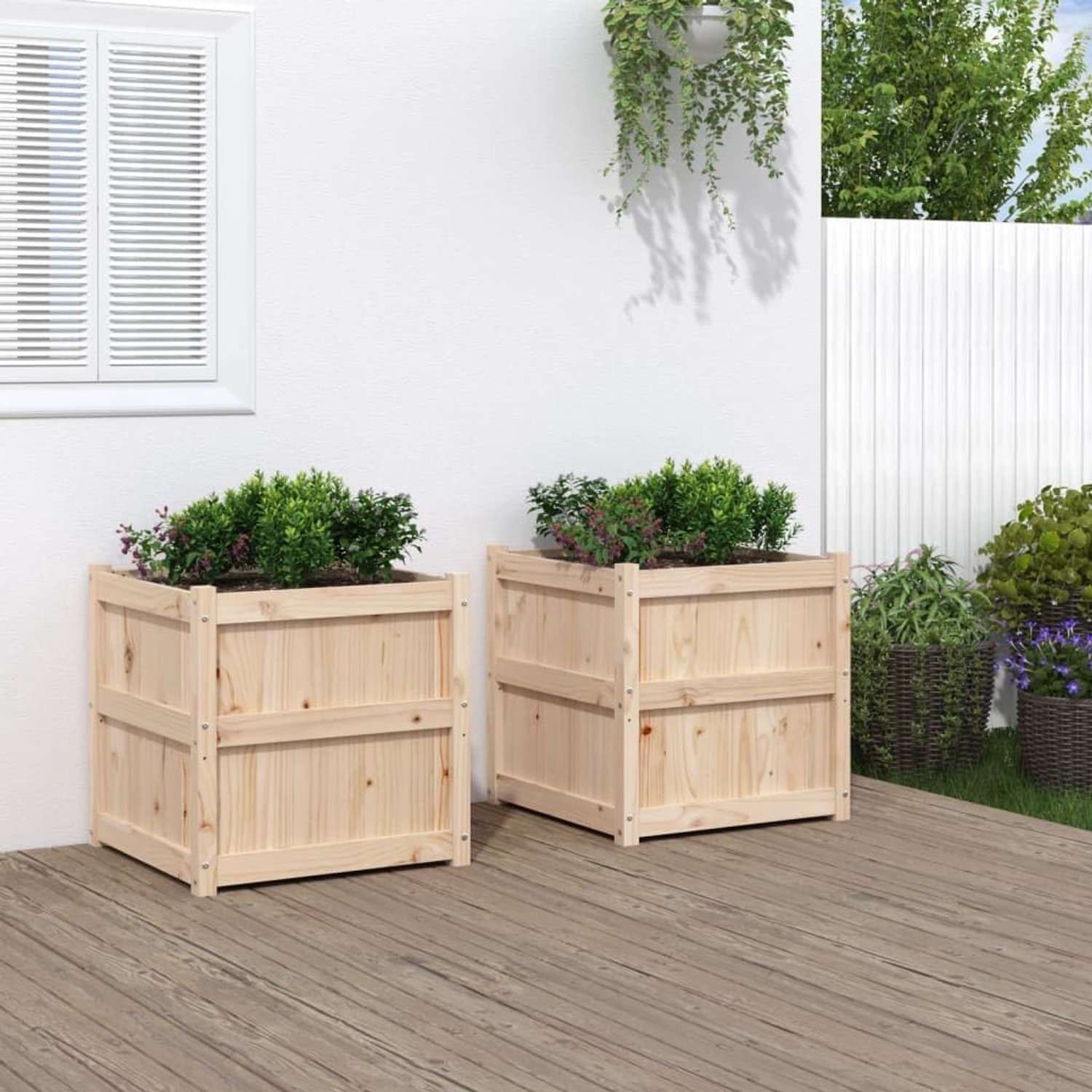 Luxe Houten Plantenbak voor Buiten – Rechthoekige Tuin Bloembak van Massief Douglas Hout – 110 x 40 x 49,5 cm