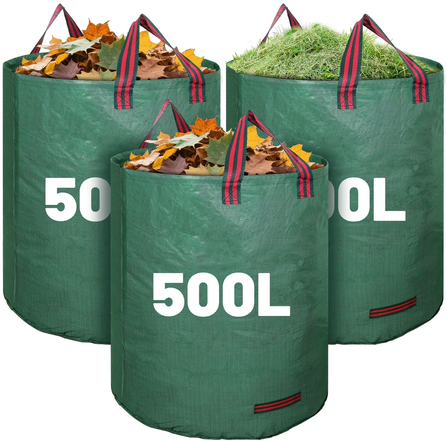 Set van 3 Groene Tuinafvalzakken - 500L, Herbruikbaar en Stevig