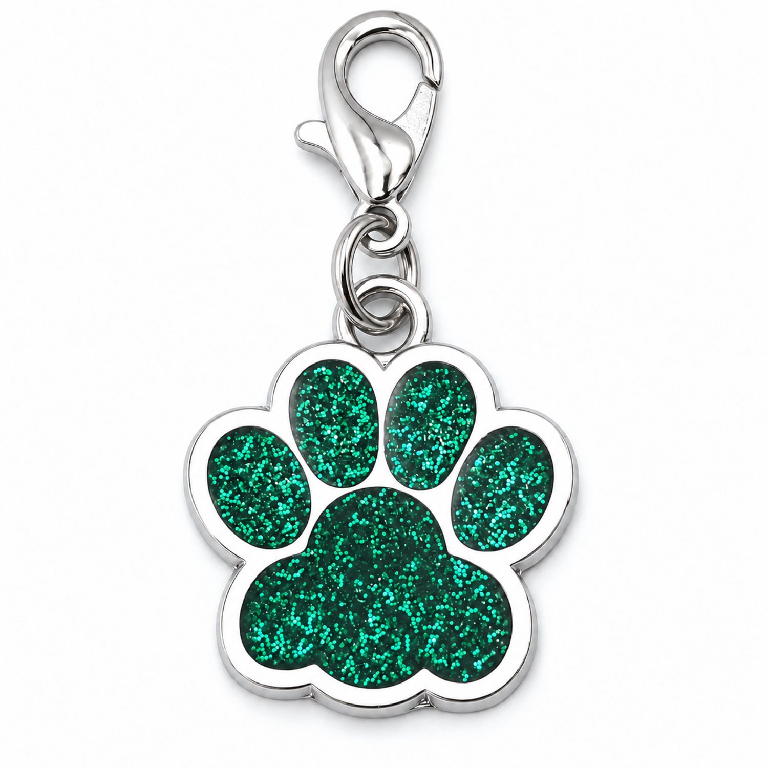 Bol.com Klikhanger sleutelhanger hanger hondenpootje groen met glitter voor ketting of halsband aanbieding