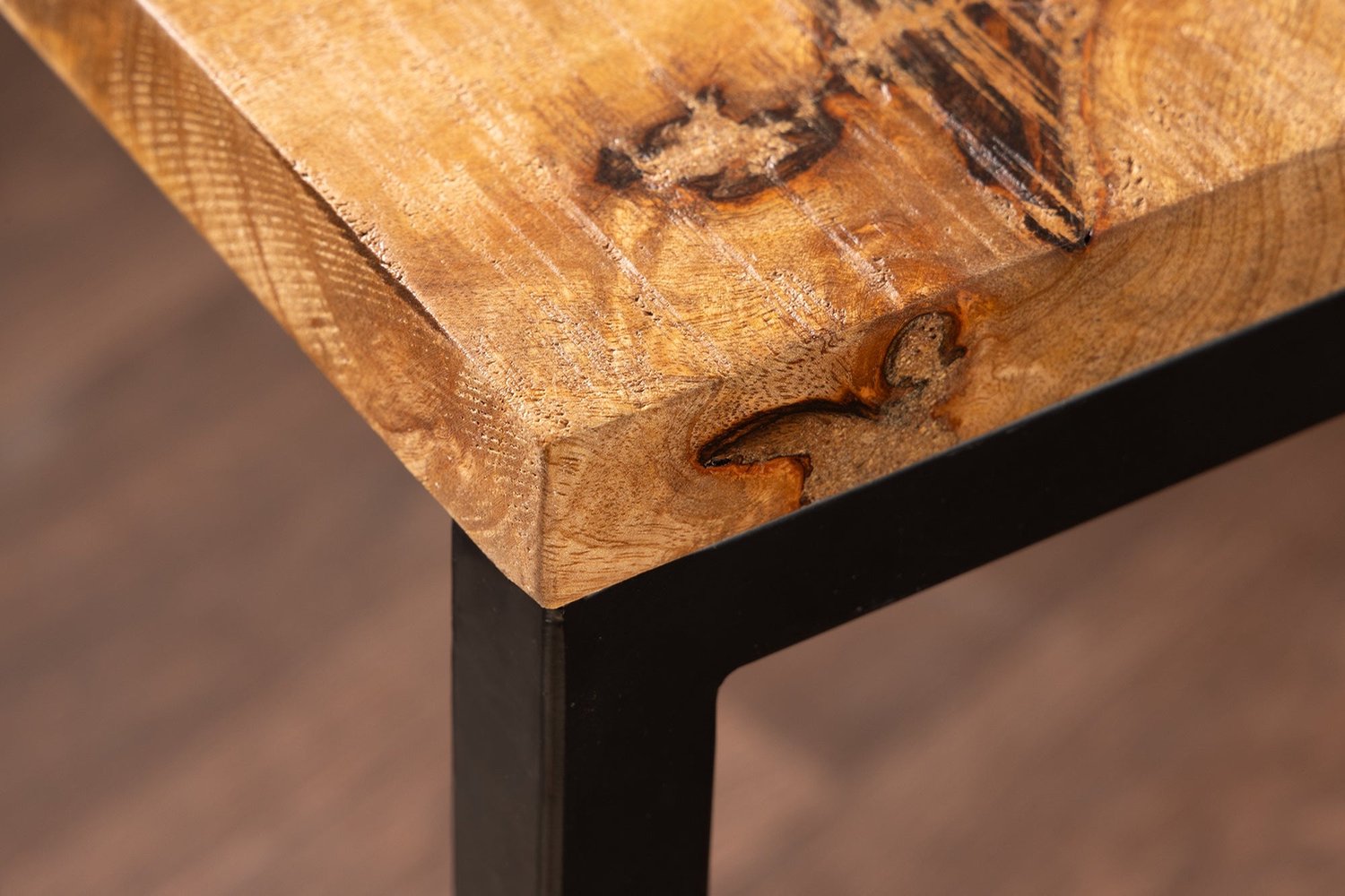 Invicta Interior Massief houten bijzettafel GASTON 65cm naturel mangohout metaal zwart handgemaakt - 44740 Zie omschrijving