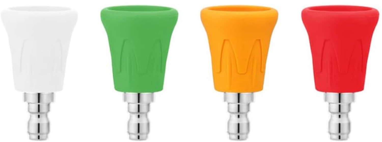 Sproeikopbeschermers 4 Stuks - Roestvrijstalen Sproeikoptipset - Rubberen Beschermkappen - 1/4" Snelkoppeling - Gatdiameter 1,4 mm - Bescherming tegen Krassen - Hogedrukreiniger Sproeiers