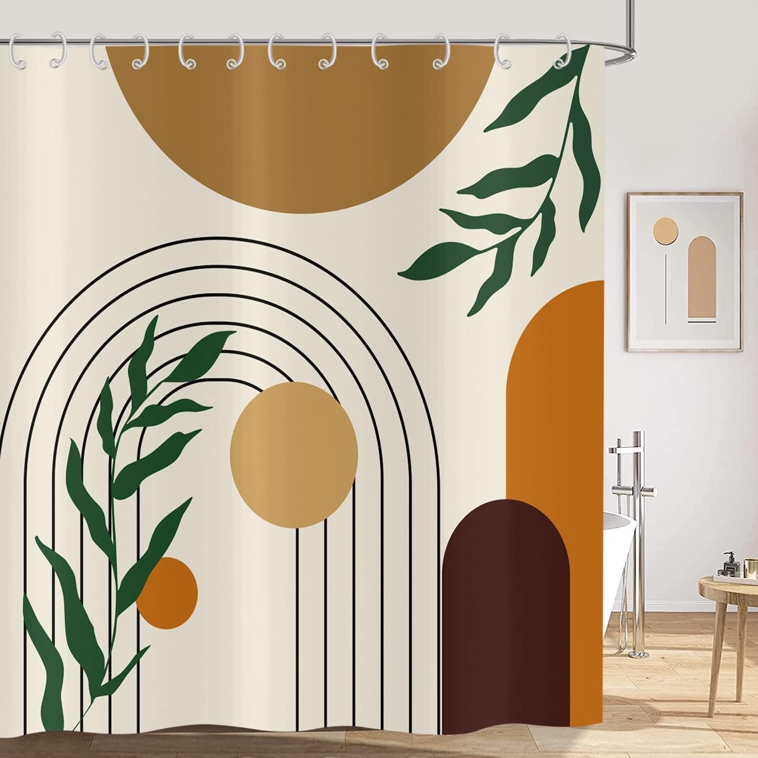 Douchegordijn 90 x 180 cm - abstract groen met bladeren - waterdichte stof - modern design - ServiceTopper