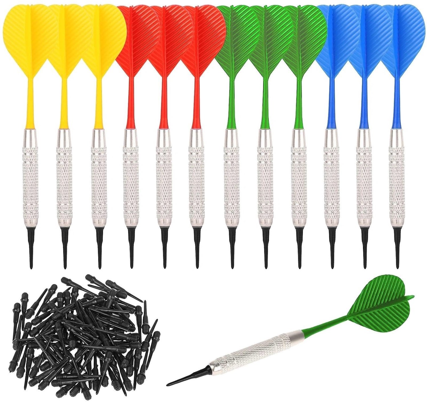 Set van 12 Darts met Plastic Punten