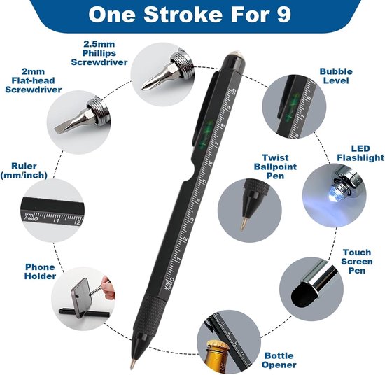 Multifunctionele Pen 9-in-1, Handige Gadget — afbeelding 5