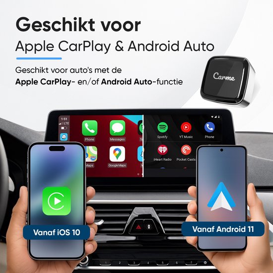 CarMe Ultra Mini 2-in-1 CarPlay Dongle - Draadloos CarPlay & Android Auto - USB-A & USB-C - Android Auto Dongle - Zilver — cadeau in Gadgets - foto 6
