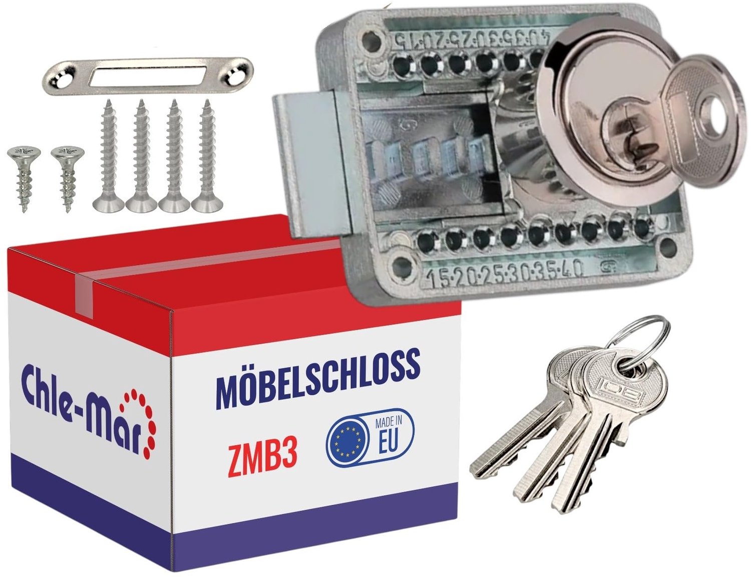 Meubelslot met Sleutel - 45 x 59 mm voor Kastdeuren