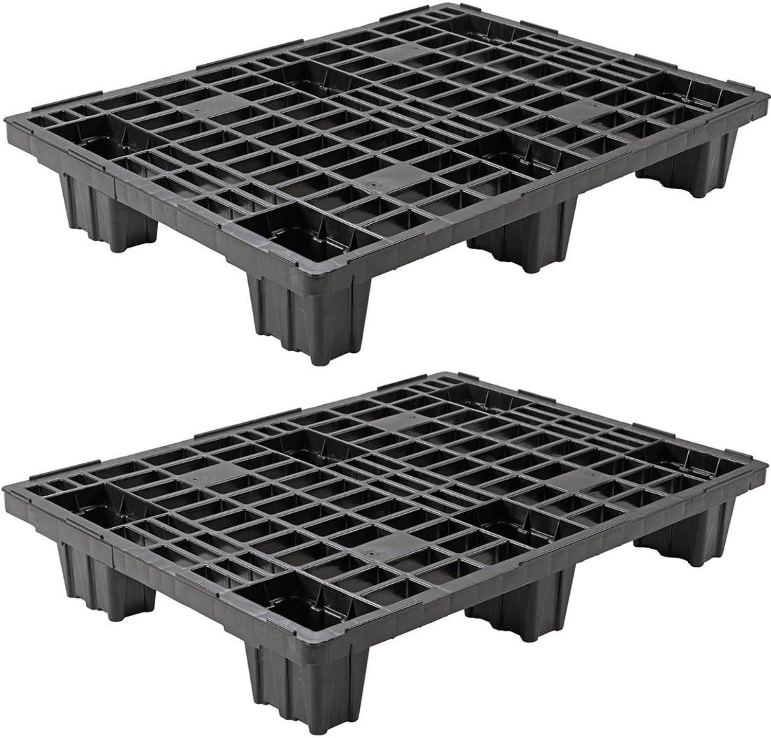 Set van 2 Kunststof Pallets - 80 x 60 cm, Zwart