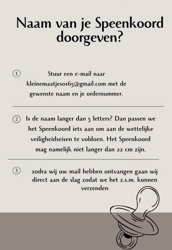 Gepersonaliseerd speenkoord met naam - dino blauw en beige - kraamcadeau & geboortecadeau - baby - speenketting van Merkloos — afbeelding 2