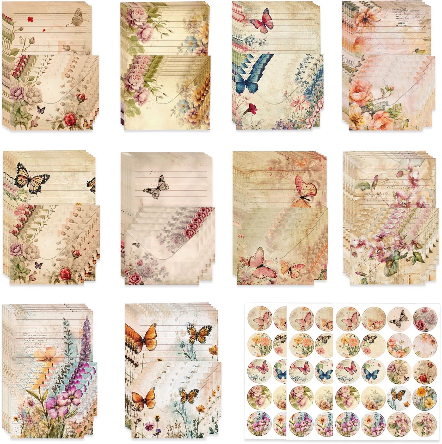 Elegant Set van 160 Stuks Stationery met Enveloppen en Stickers