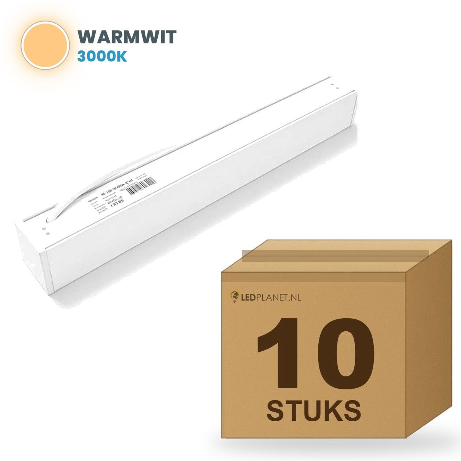 Tsong LED Lichtbalk Hangend 60 cm - 10 stuks - 2.160lm 18W - Warmwit 3000K - Wit - Koppelbaar - Incl. ophangset 1 m - 230V