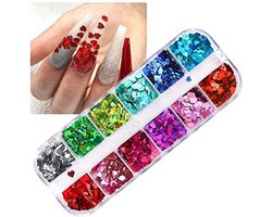 Nail Art Glitter Sequins Holografisch Hart voor Manicure en Decoratie