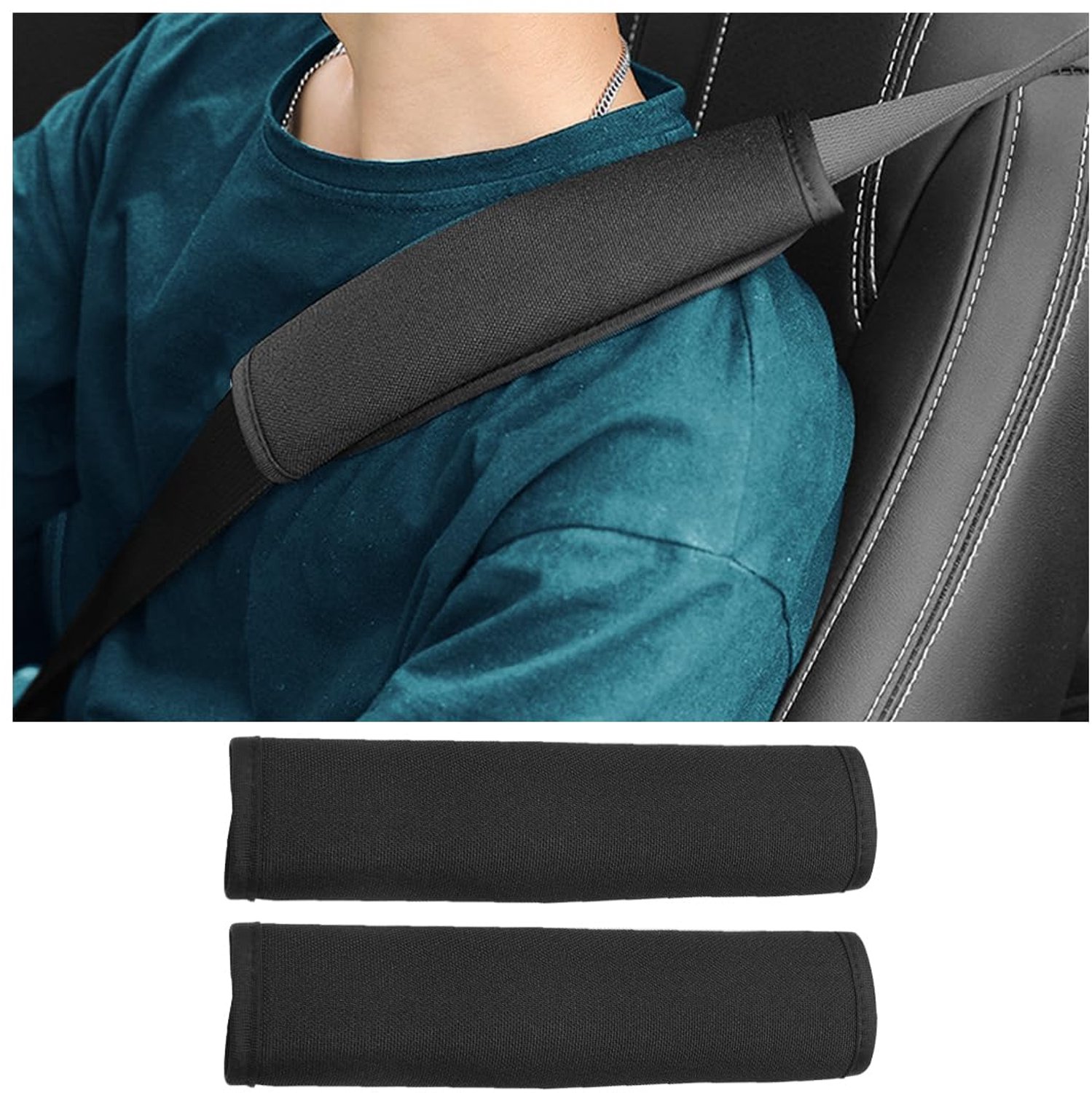 gordelkussens - comfortabele schouderbekleding - zwart - zachte veiligheidsgordel - universeel geschikt voor autostoelen - 2 stuks