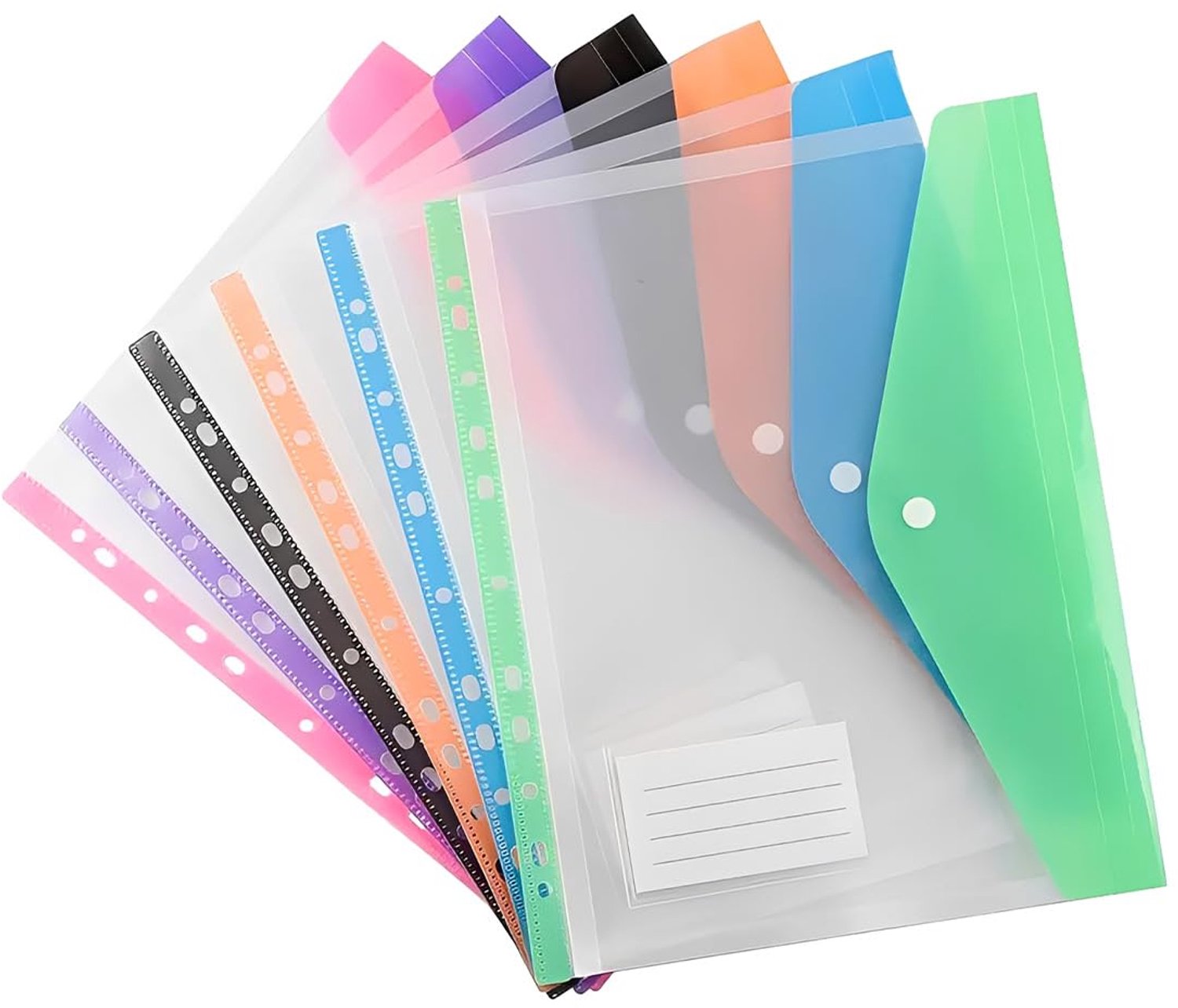6 Stuks Plastic Documenten Enveloppen A4 met Drukknop