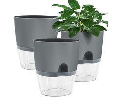 Set van 3 Dikke Plantenpotten met Zelfbewatering en Drainagegaten
