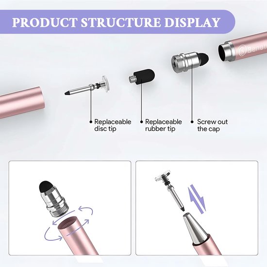 Styluspen 6-pack - 2-in-1 Styluspen - Universele Touchscreen Pen - Geschikt voor Tablets/Smartphones - Hoogwaardig Materiaal - Krassen Bescherming - Touchscreenpen — afbeelding 3