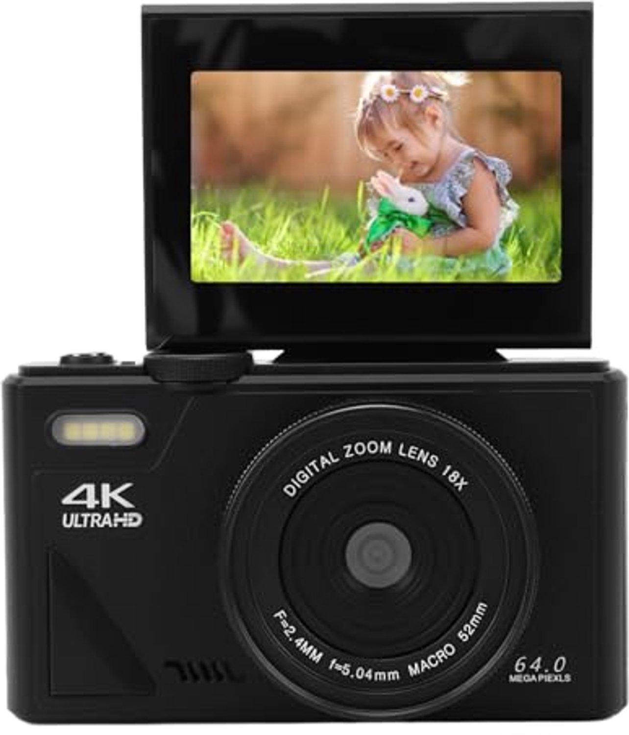 Digitale Camera 64 MP - 4K Vlogcamera - Compacte Camera - 18x Zoom - Flip-scherm 3 Inch - Gebruiksvriendelijk