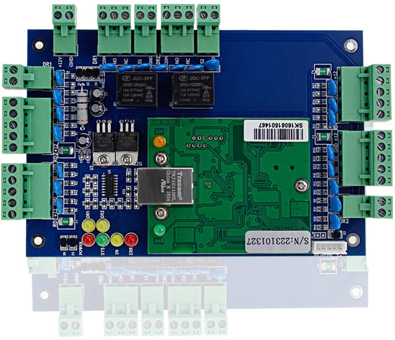 TCP/IP Toegangscontrolepaneel voor 2 Deuren met RFID