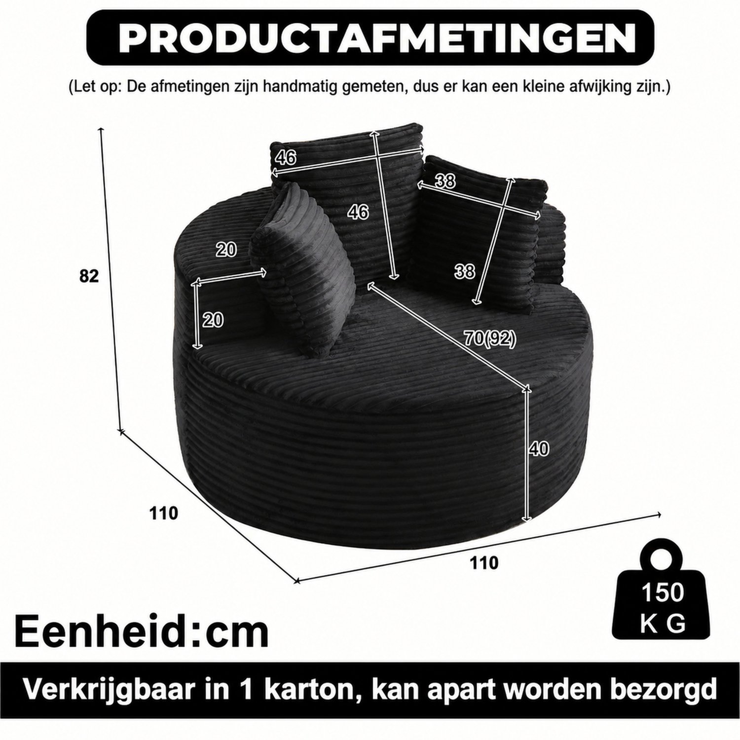 OKWISH OKWISH Rond 110 cm Fauteuil - afbeelding 2