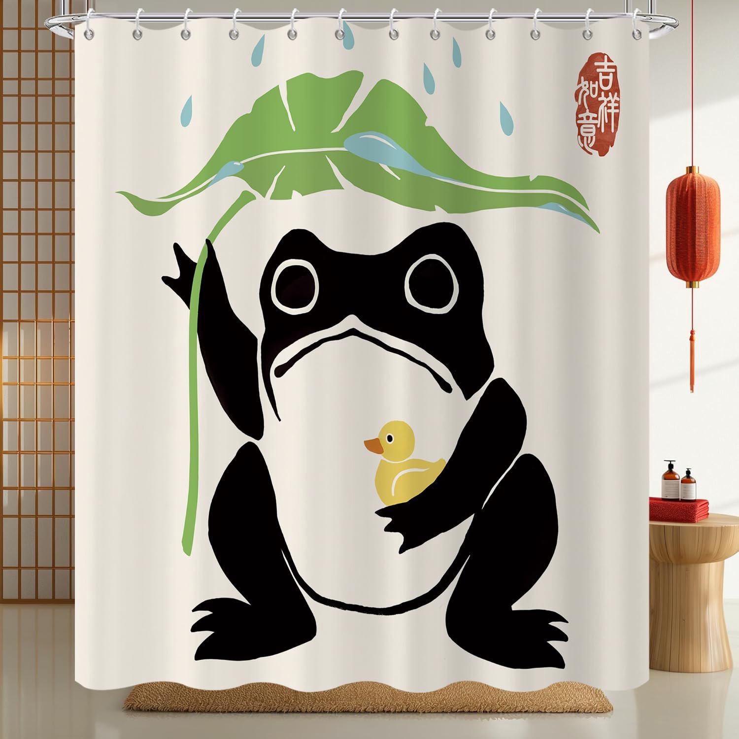 Douchegordijn 180 x 200 cm Groene Kikker Waterdicht en Machinewasbaar