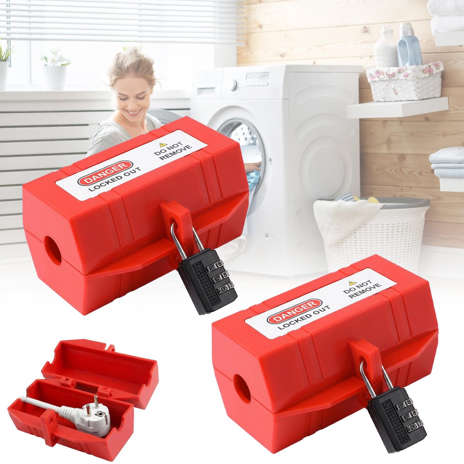 Wasmachine Stekkerslot, 2 Stuks, Beschermbox voor Stroomstekkers