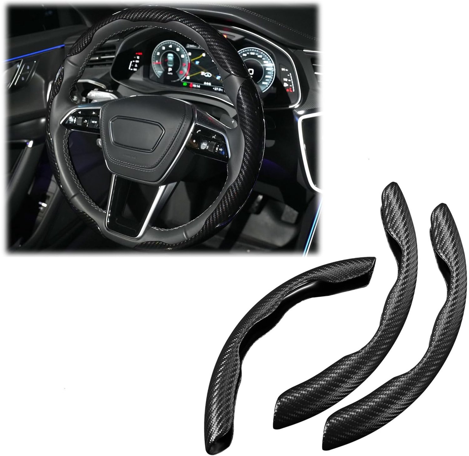 Set van 3 Carbon Fiber Stuurwielhoezen voor Auto's