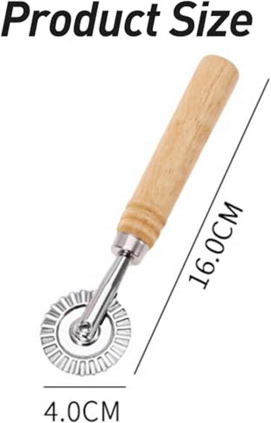 2-Delige Pasta Cutter Set - Rvs en Houten Roller voor Ravioli en Pizza — afbeelding 4