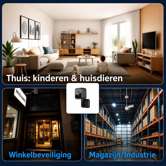 ECTEATOY® Beveiligingscamera Binnen - Wifi Camera App - Huisdiercamera met Tweewegaudio en Bewegingsdetectie - Magnetisch Boorvrij - Zwart — afbeelding 3