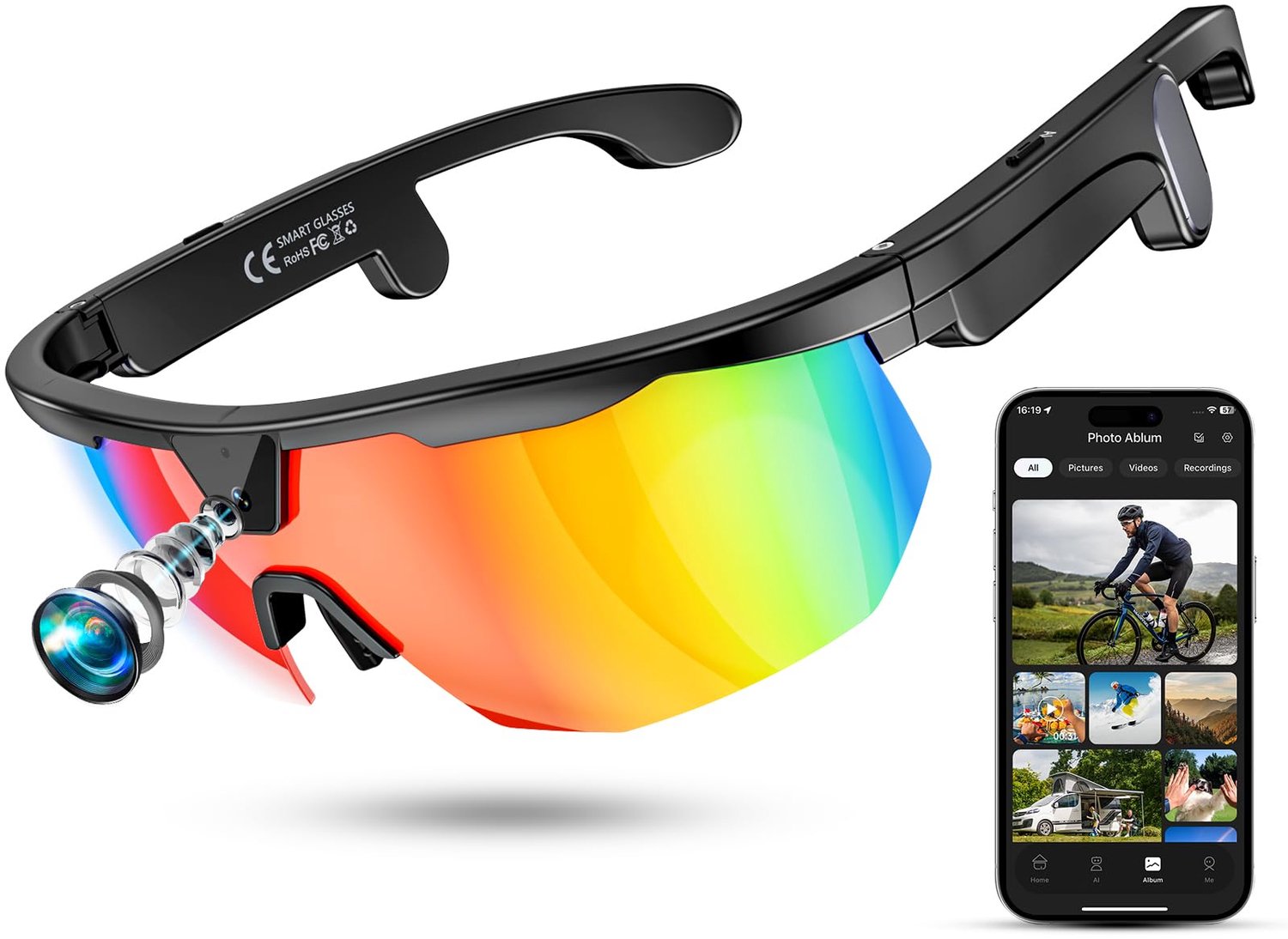 Smart Glasses met 4K HD Camera en Bluetooth Verbinding