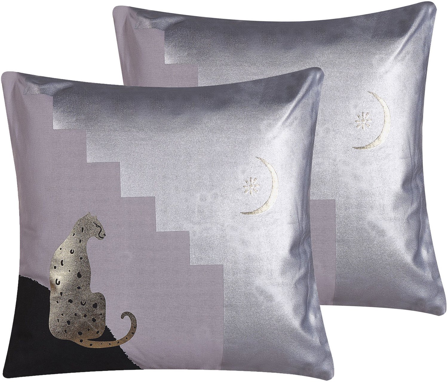 Beliani DIGITALIS - Sierkussen set van 2 - Grijs - 45 x 45 cm - Katoen