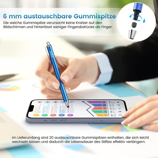 Set van 10 Capacitive Touchscreen Pennen met 20 Vervangtips — afbeelding 5