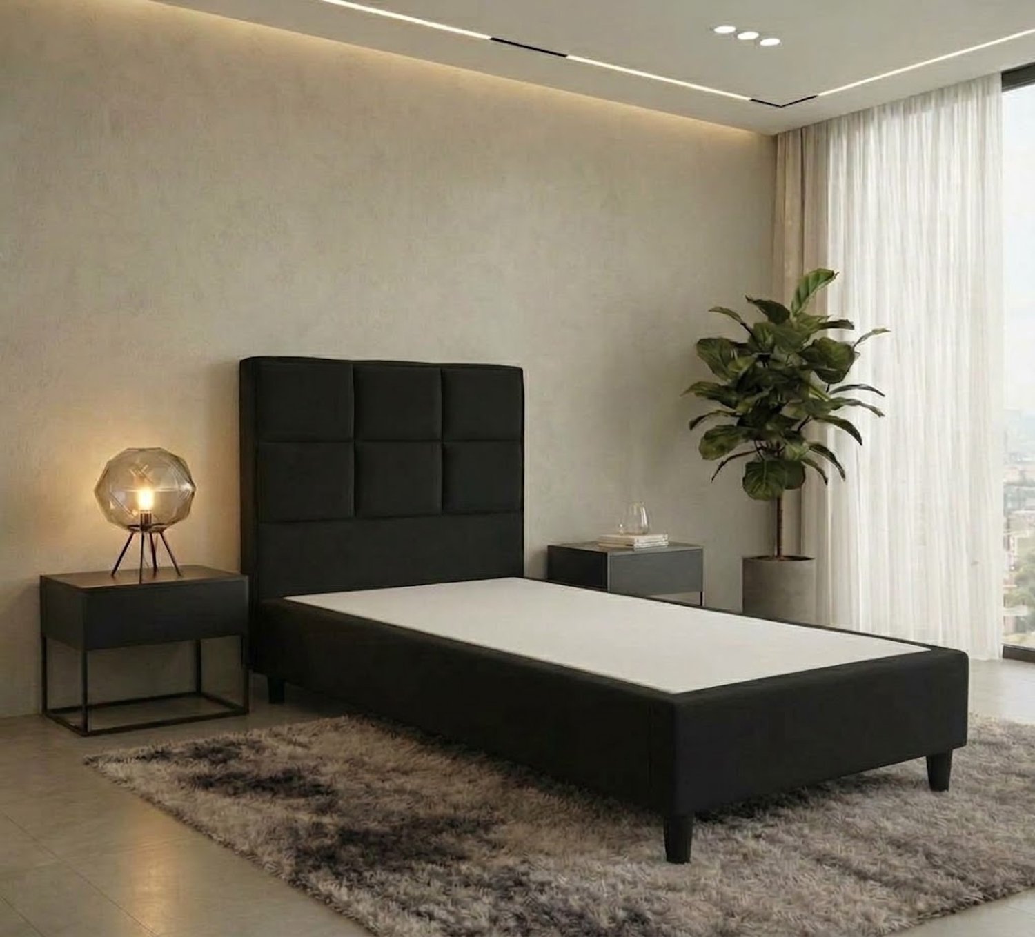 Boxspring DreamLux - 90x220 Zonder matras - Zwart 8 Vaks - Puntrust Bedden