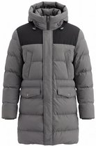 Kymaxx® Winterjas Heren - Parka - Extra Lang Model - Met Capuchon - Water & Winddicht - Met Ritszakken en Binnenzak - Grijs - Maat L